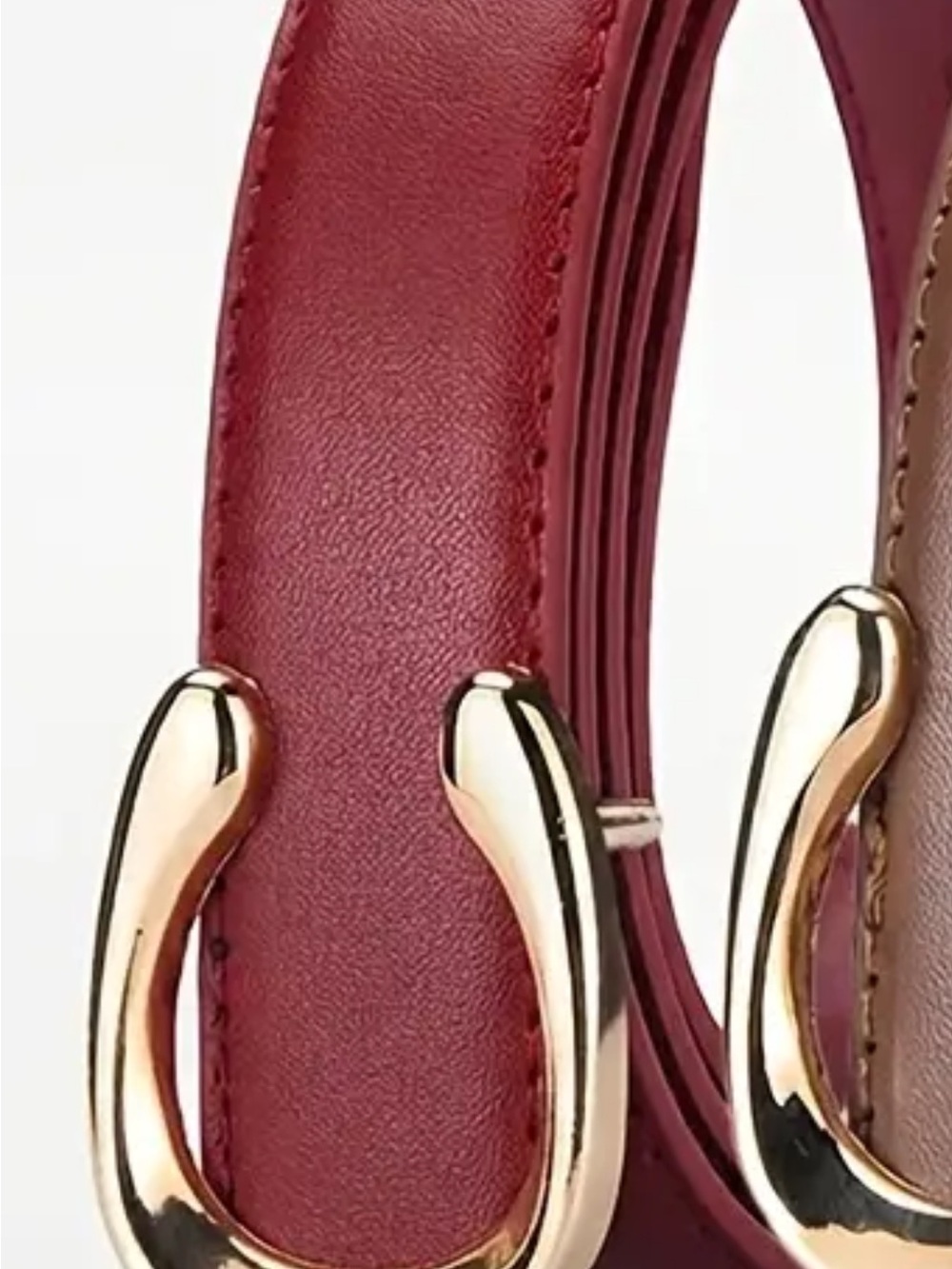 Women's Red Leather Belt with Gold Buckle 39 inch new